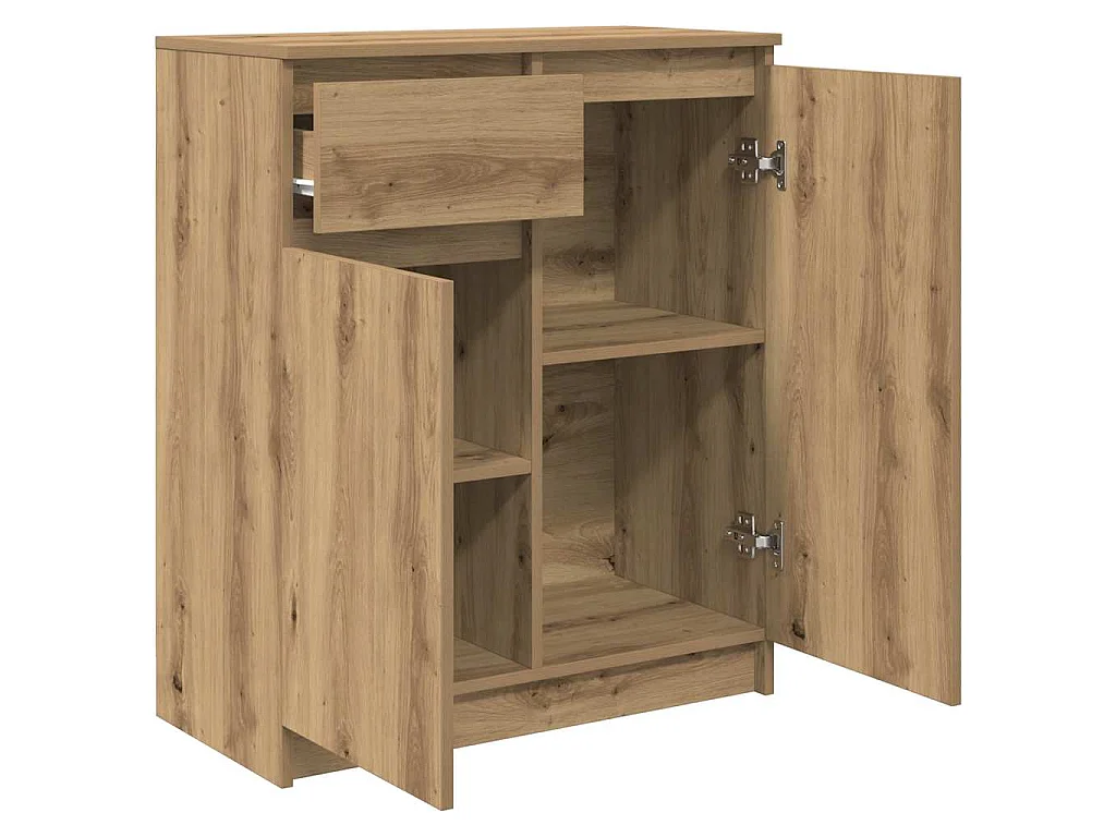 Aparador con cajón roble artesanal 71x35x84cm madera ingeniería