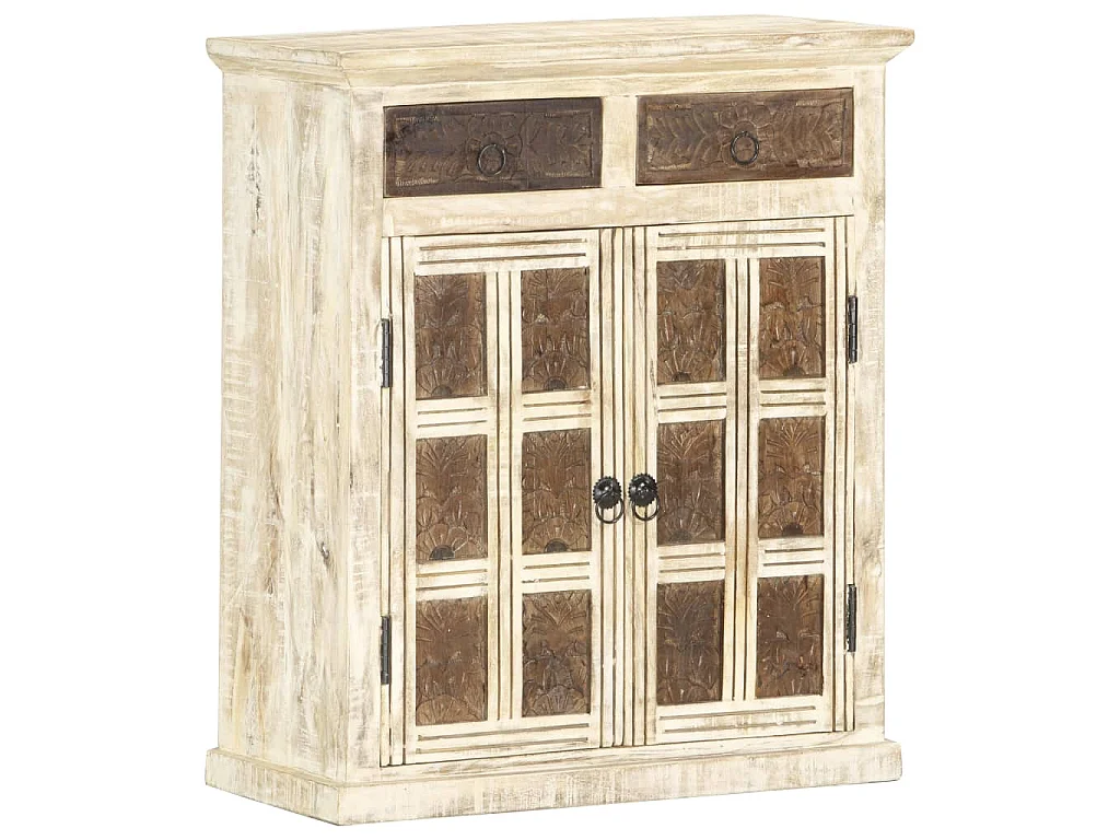 Buffet Blanc 65x30x75 cm Bois de manguier massif