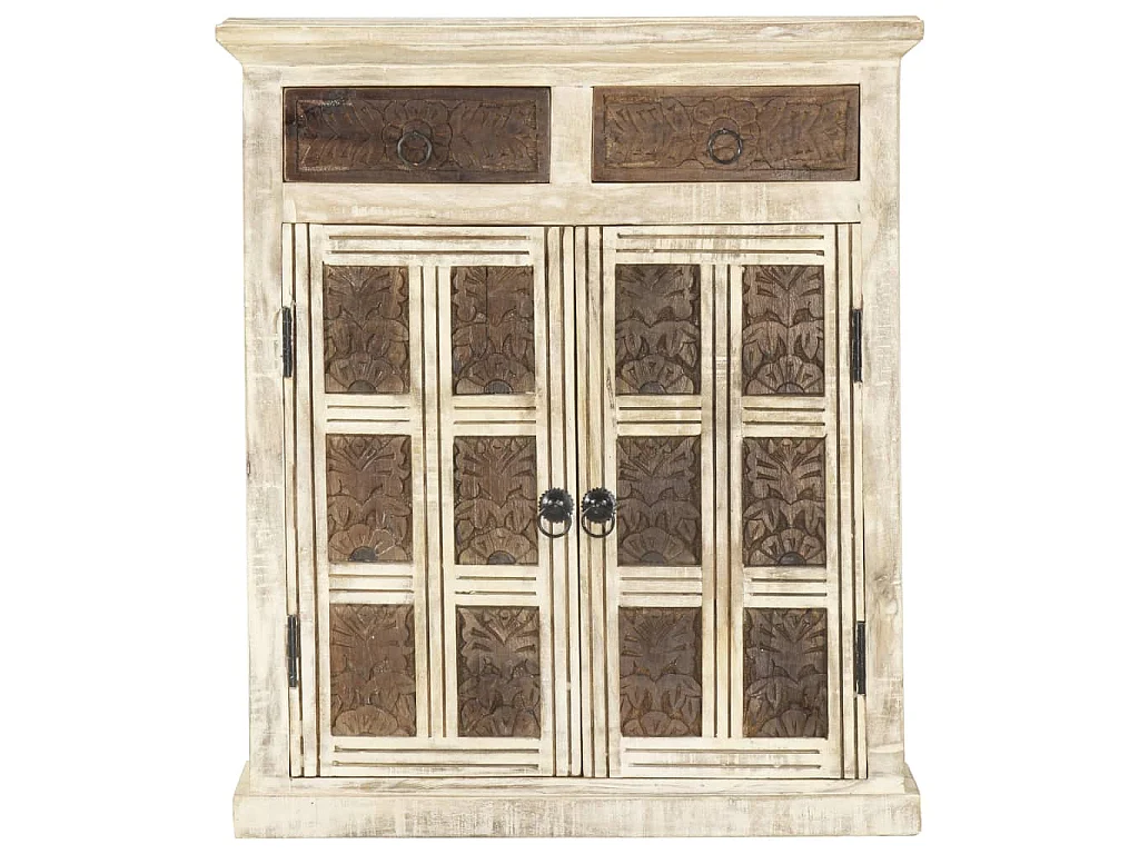 Buffet Blanc 65x30x75 cm Bois de manguier massif