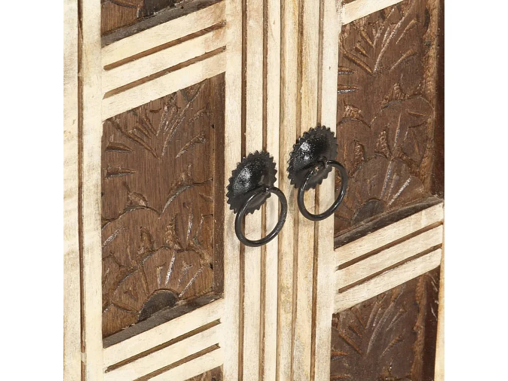 Buffet Blanc 65x30x75 cm Bois de manguier massif