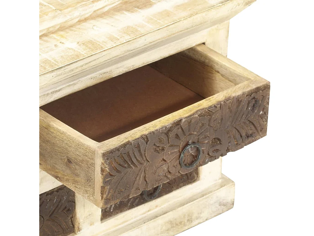 Buffet Blanc 65x30x75 cm Bois de manguier massif