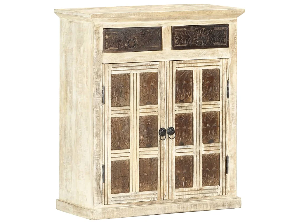 Buffet Blanc 65x30x75 cm Bois de manguier massif