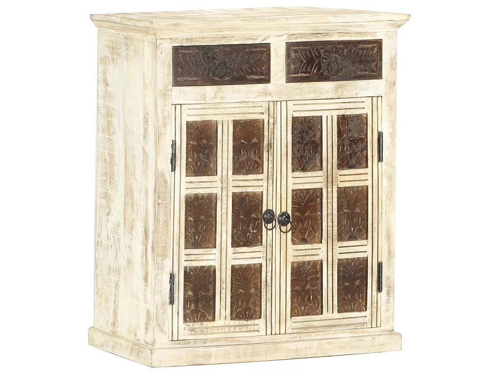 Buffet Blanc 65x30x75 cm Bois de manguier massif