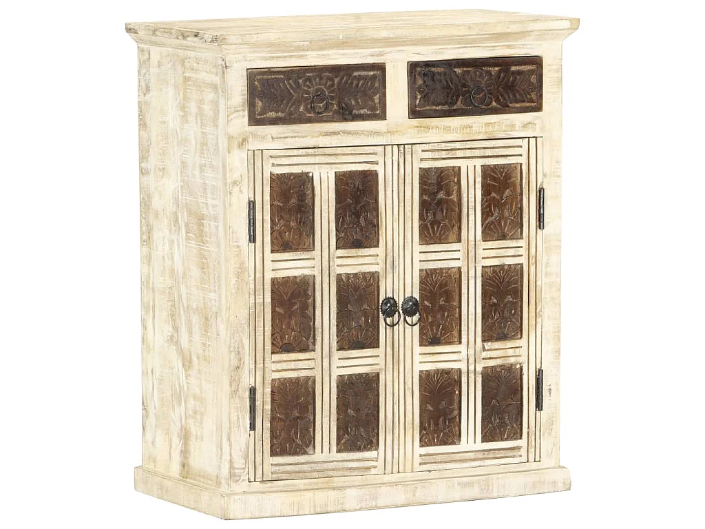 Buffet Blanc 65x30x75 cm Bois de manguier massif