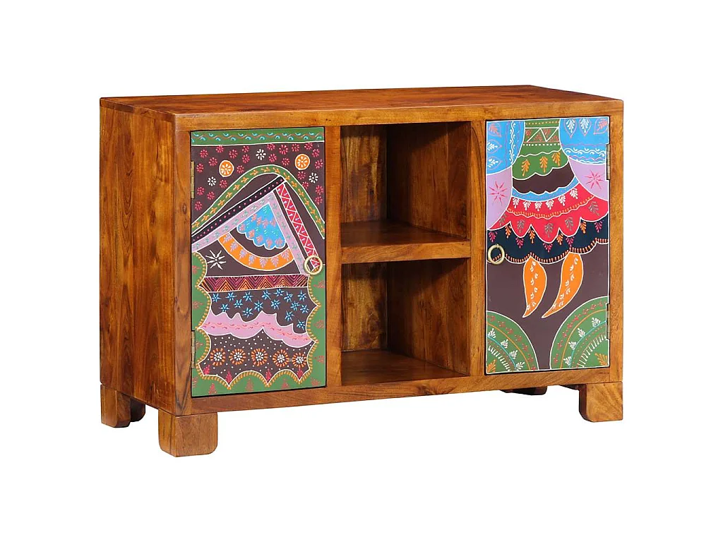 Buffet multicolore 90x35x60 bois massif d'acacia