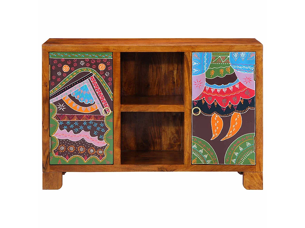Buffet multicolore 90x35x60 bois massif d'acacia