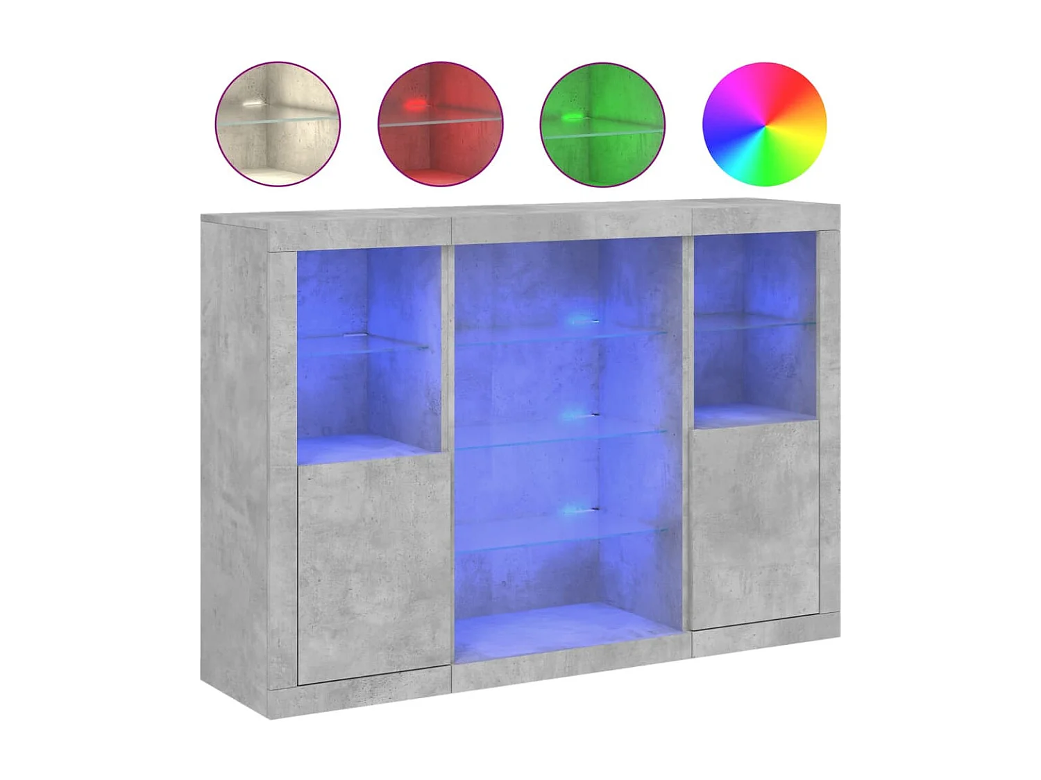Sideboards mit LED-Leuchten 3 Stk. Betongrau Holzwerkstoff