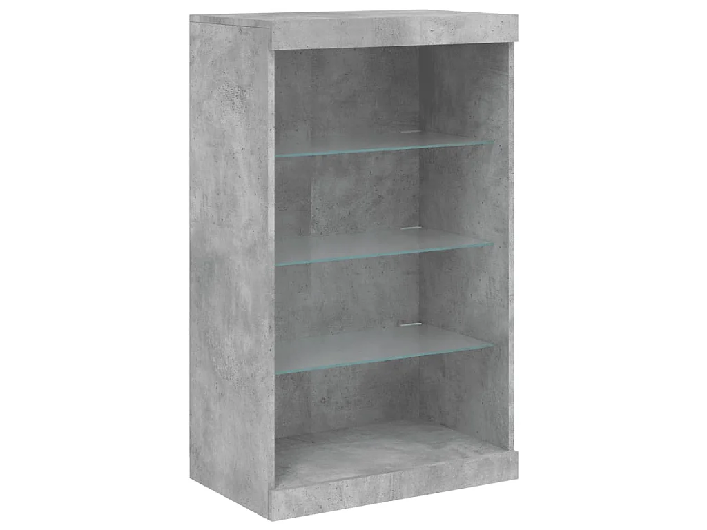 Credenze con Luci LED 3 pz Grigio Cemento in Legno Multistrato