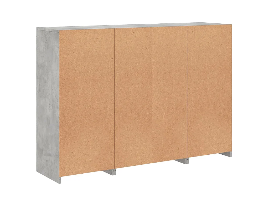 Credenze con Luci LED 3 pz Grigio Cemento in Legno Multistrato