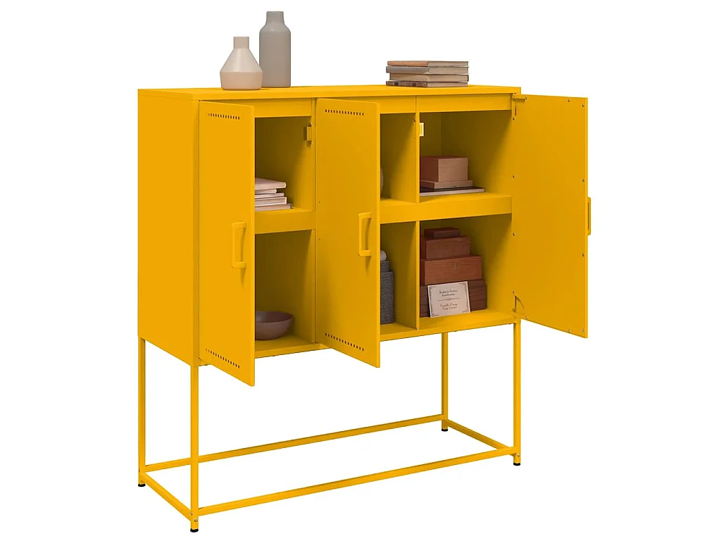 Buffet haut jaune moutarde 100,5x39x107 cm acier