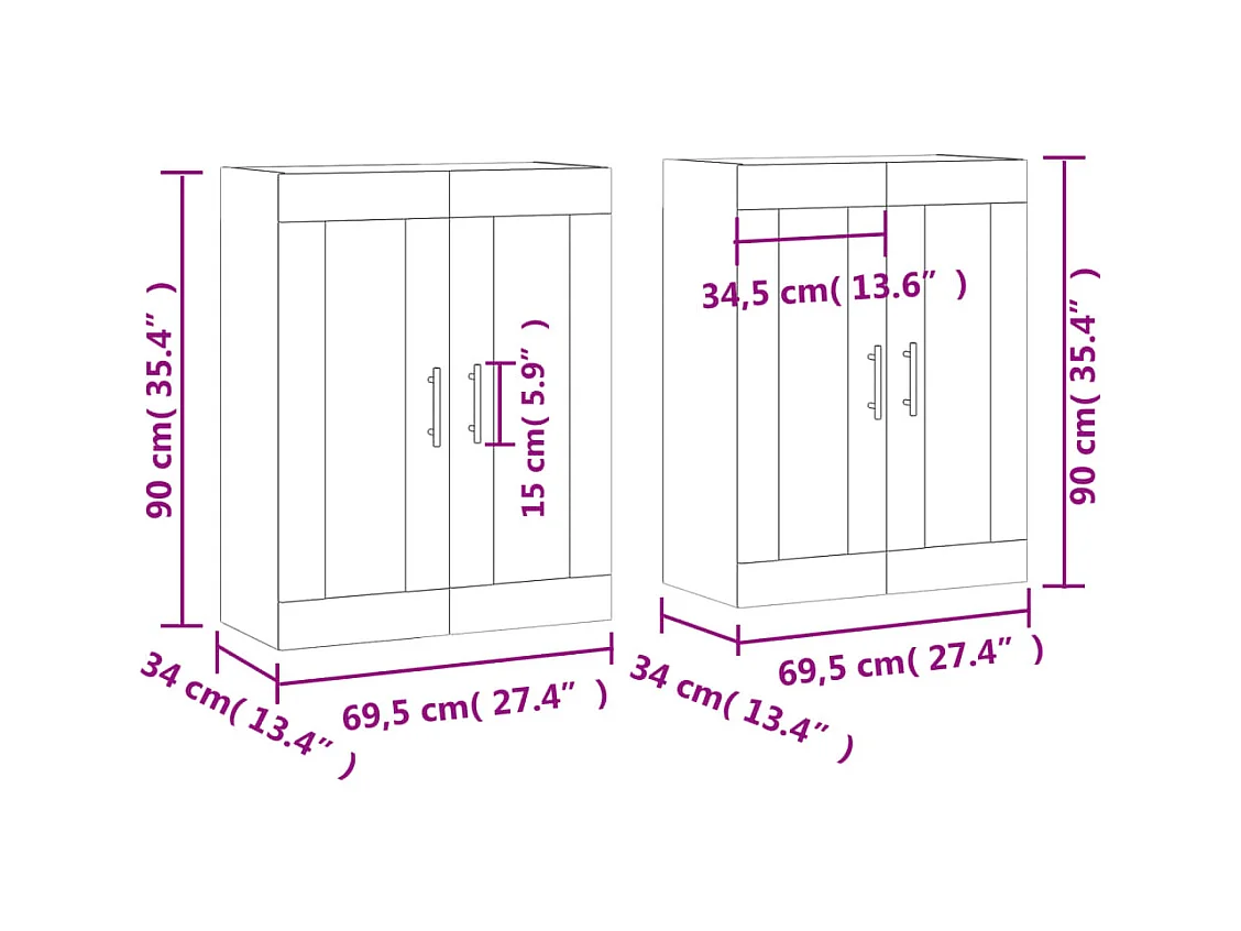 Armoires murales 2 pcs chêne sonoma bois d'ingénierie