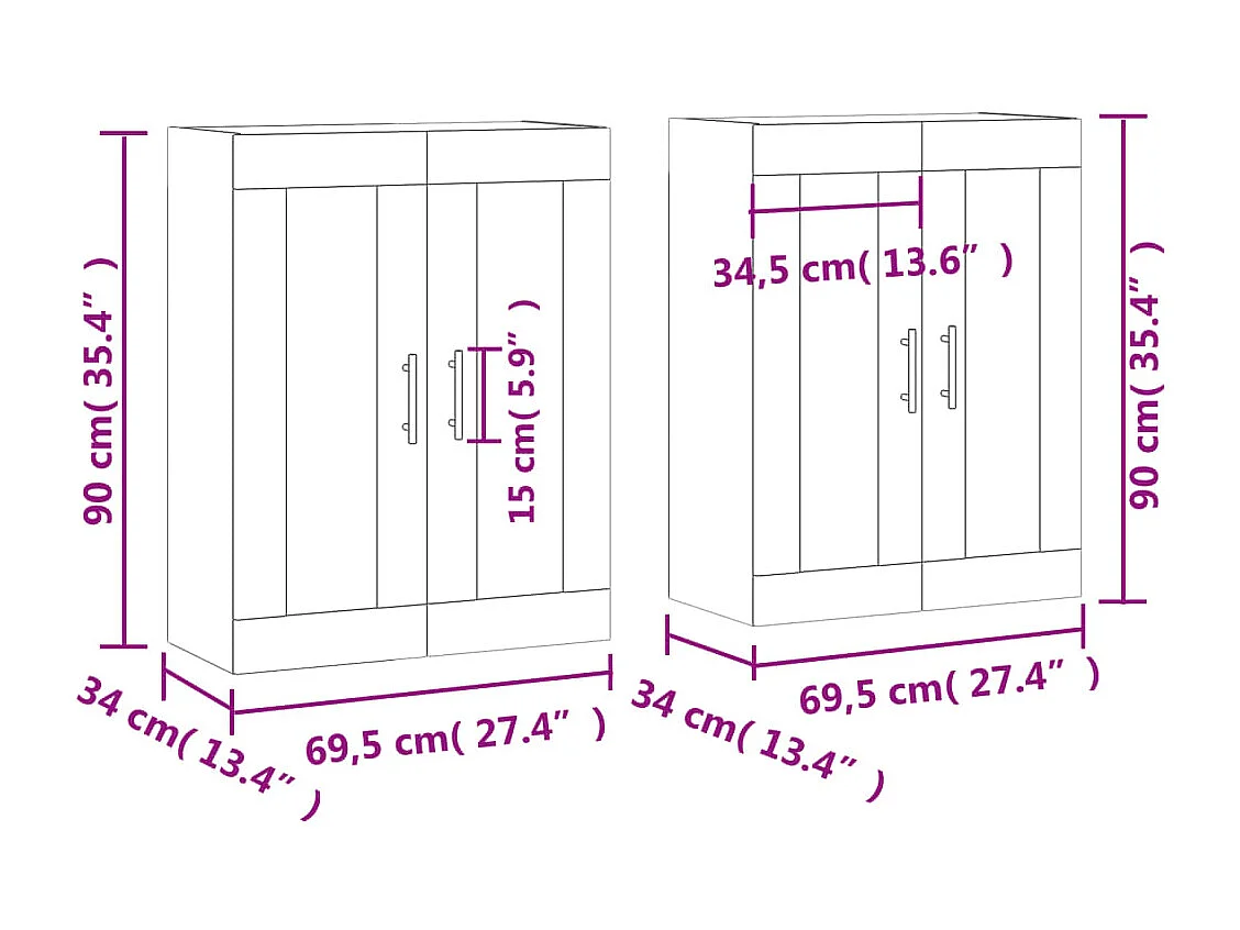 Armoires murales 2 pcs chêne sonoma bois d'ingénierie