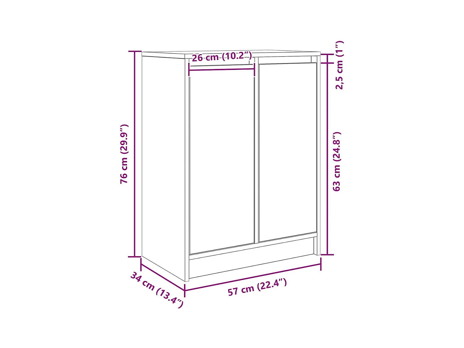 Buffet chêne marron 57x34x76 cm bois d'ingénierie