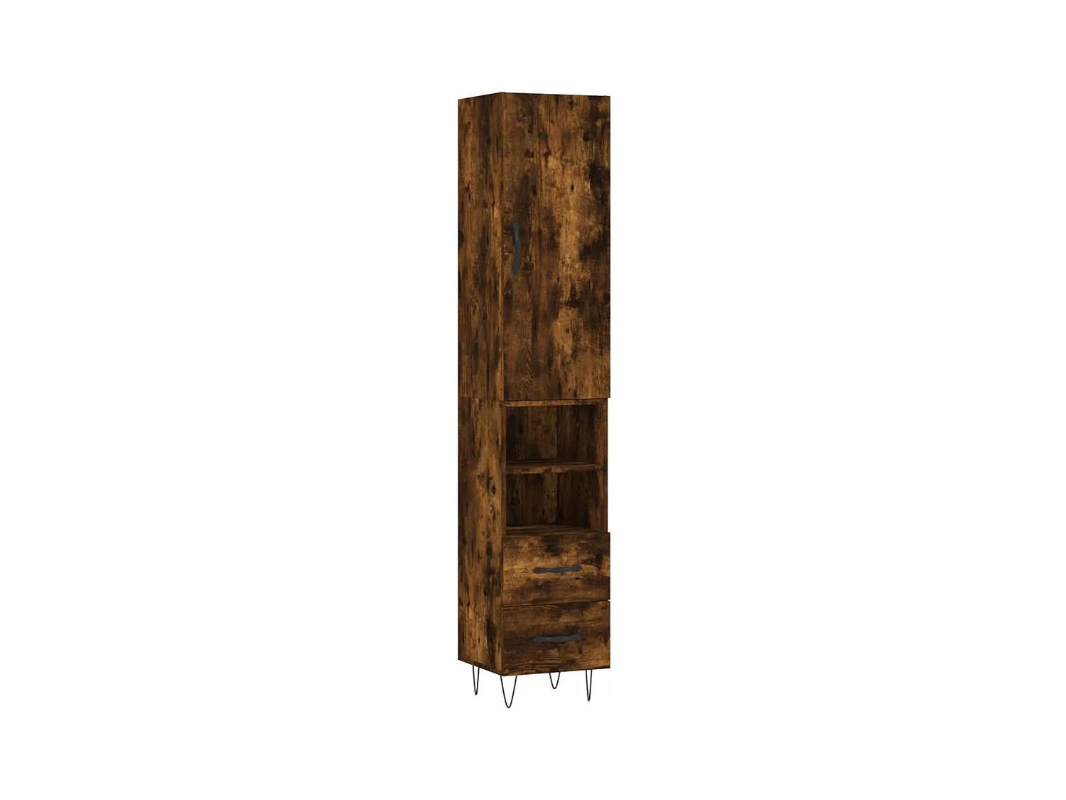 Buffet haut Chêne fumé 34,5x34x180 cm Bois d'ingénierie