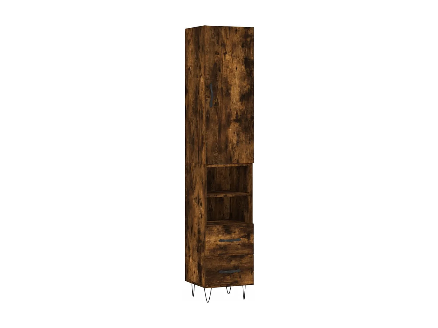 Buffet haut Chêne fumé 34,5x34x180 cm Bois d'ingénierie