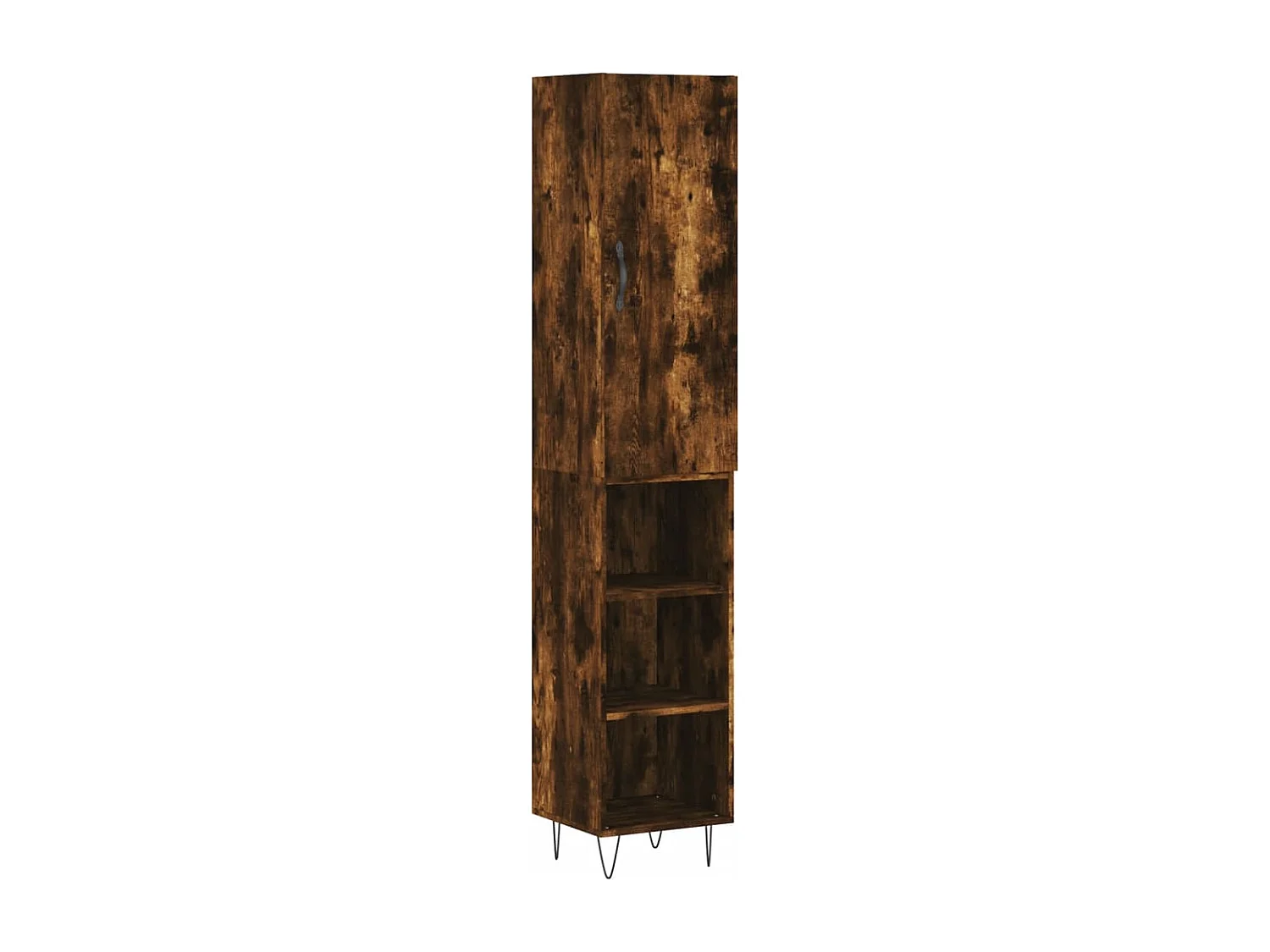 Buffet haut Chêne fumé 34,5x34x180 cm Bois d'ingénierie