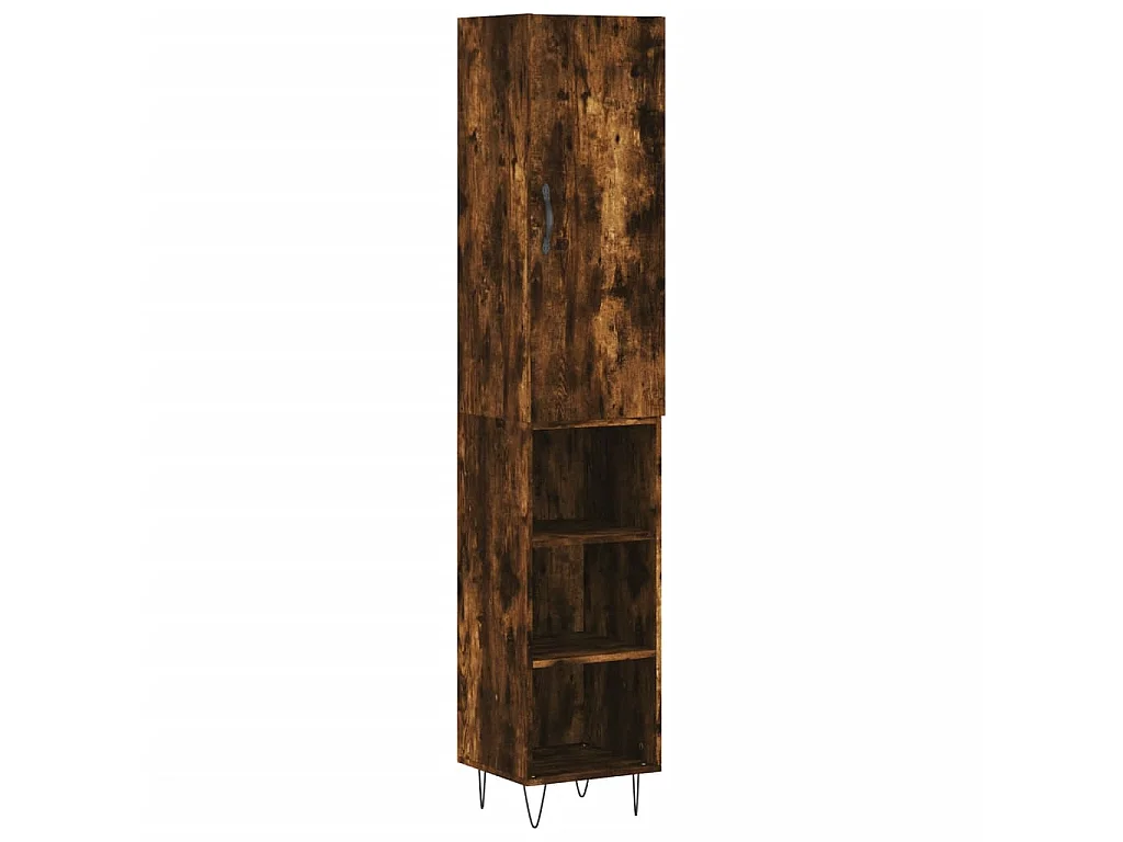 Buffet haut Chêne fumé 34,5x34x180 cm Bois d'ingénierie