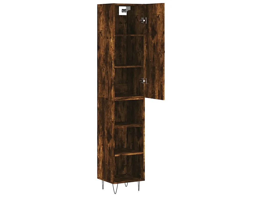 Buffet haut Chêne fumé 34,5x34x180 cm Bois d'ingénierie