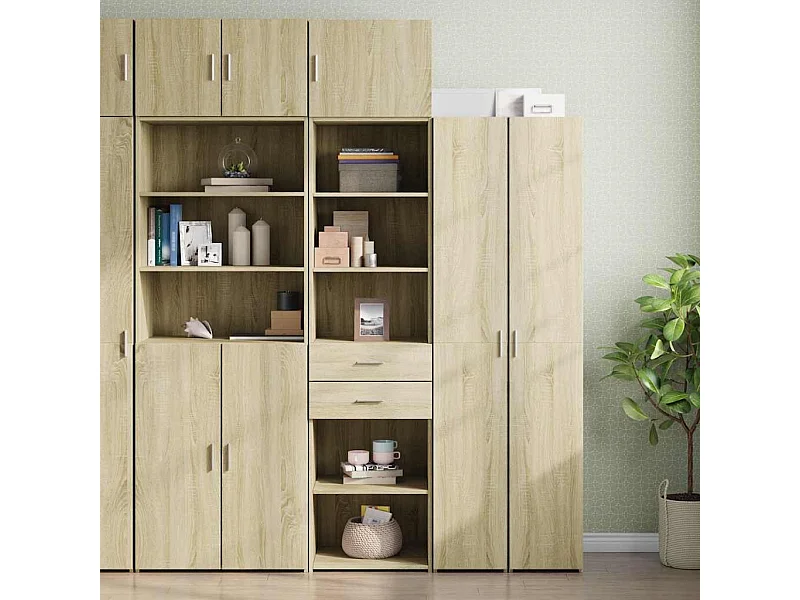 Armário de arrumação estreito derivados madeira carvalho sonoma