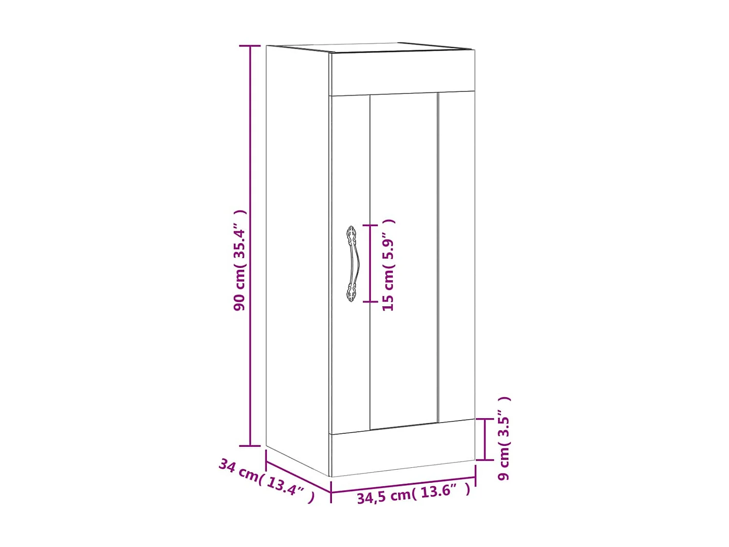 Armario de pared madera ingeniería marrón roble 34,5x34x90 cm