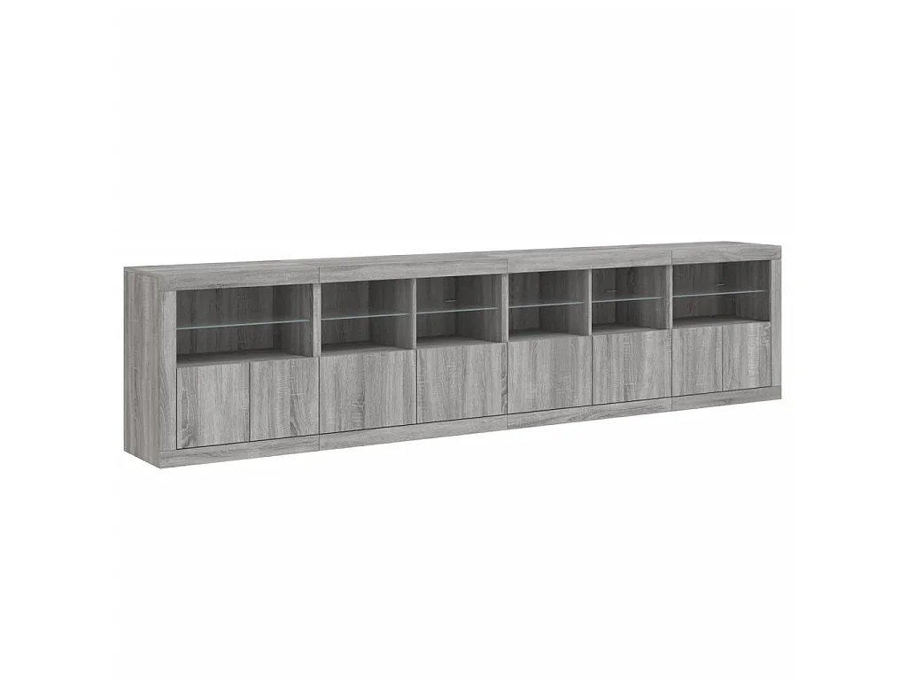 Aparador con luces LED gris Sonoma 283x37x67 cm