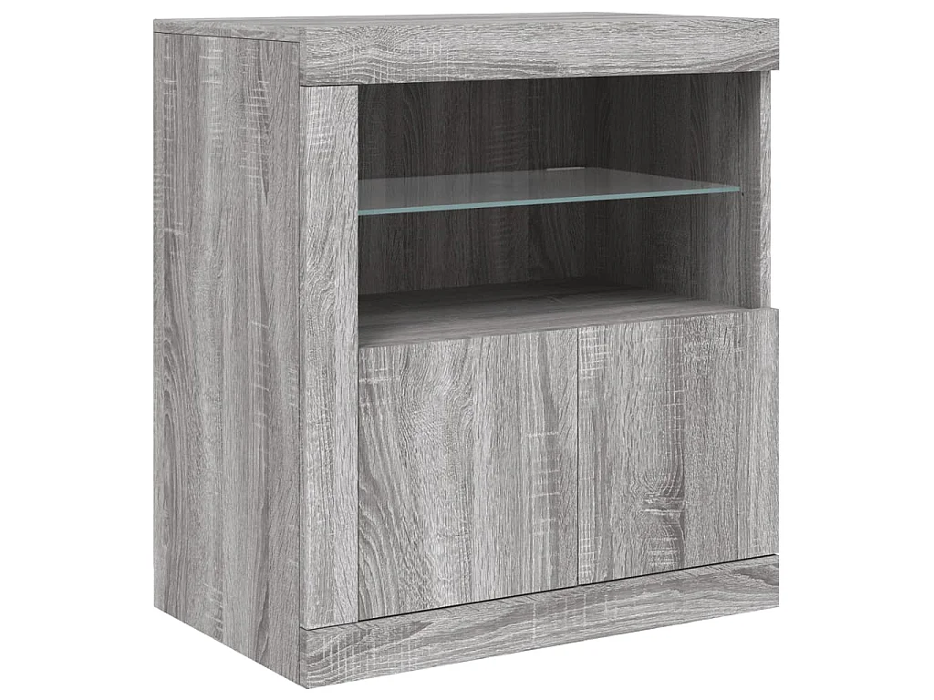 Aparador con luces LED gris Sonoma 283x37x67 cm