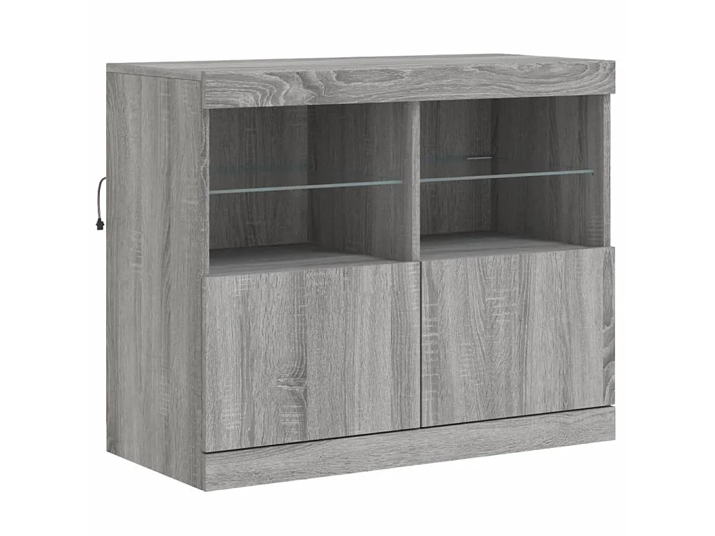 Buffet avec lumières LED sonoma gris 283x37x67 cm
