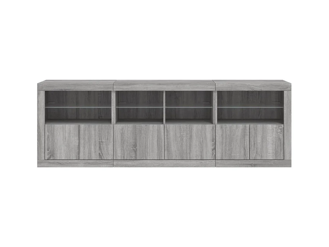 Buffet avec lumières LED sonoma gris 202x37x67 cm