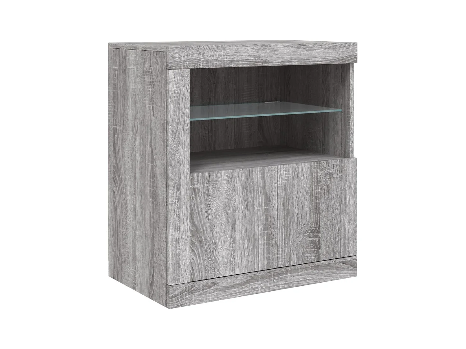 Buffet avec lumières LED sonoma gris 202x37x67 cm