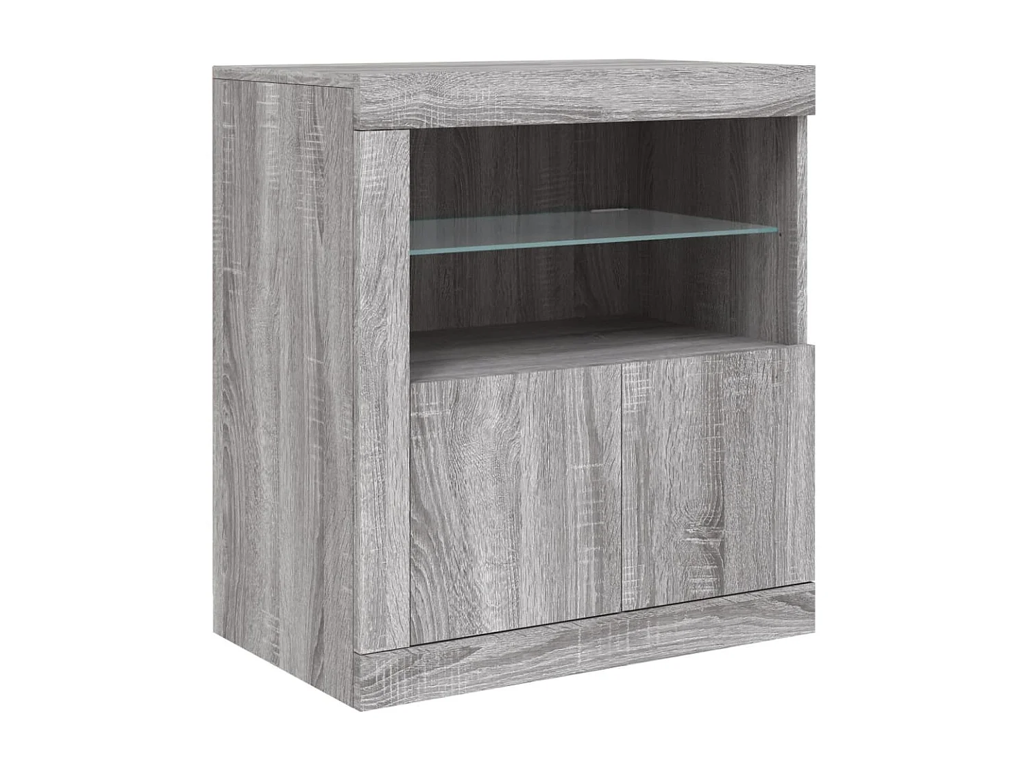 Aparador com luzes LED 202x37x67 cm cinzento sonoma