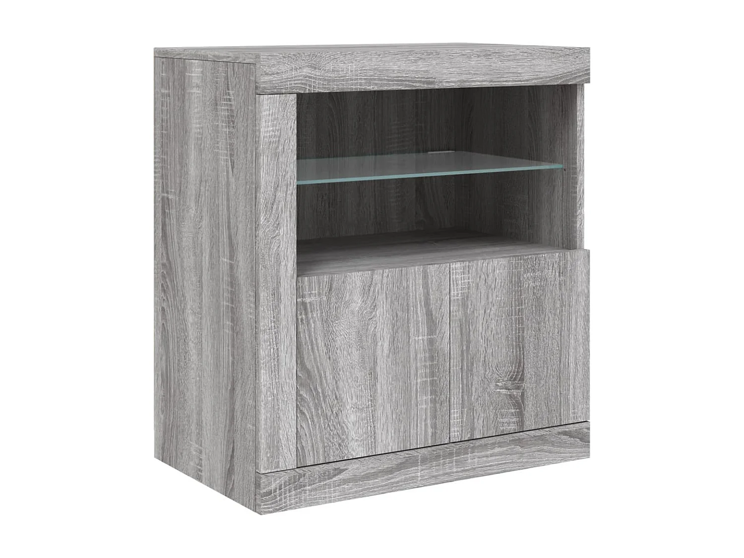 Aparador com luzes LED 202x37x67 cm cinzento sonoma