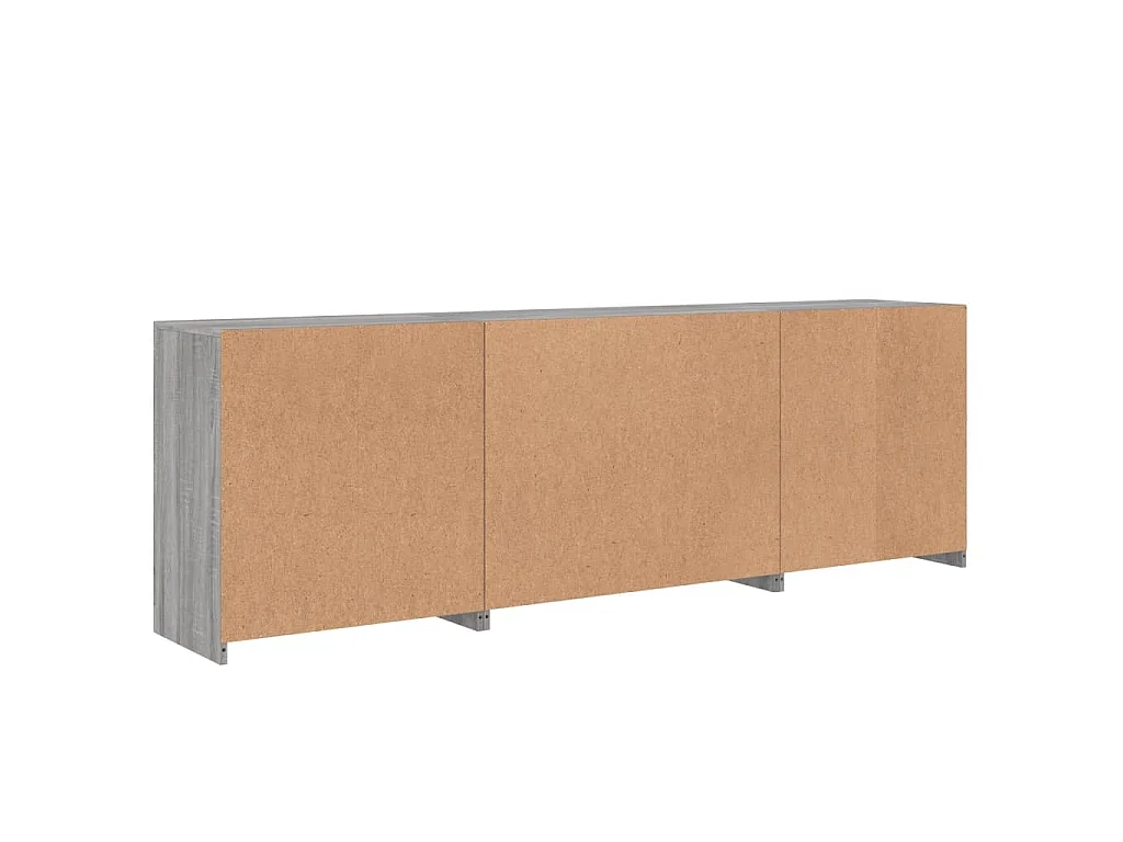 Aparador com luzes LED 202x37x67 cm cinzento sonoma