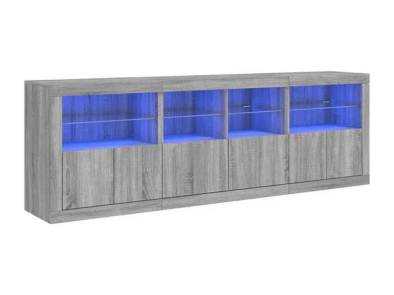 Aparador com luzes LED 202x37x67 cm cinzento sonoma