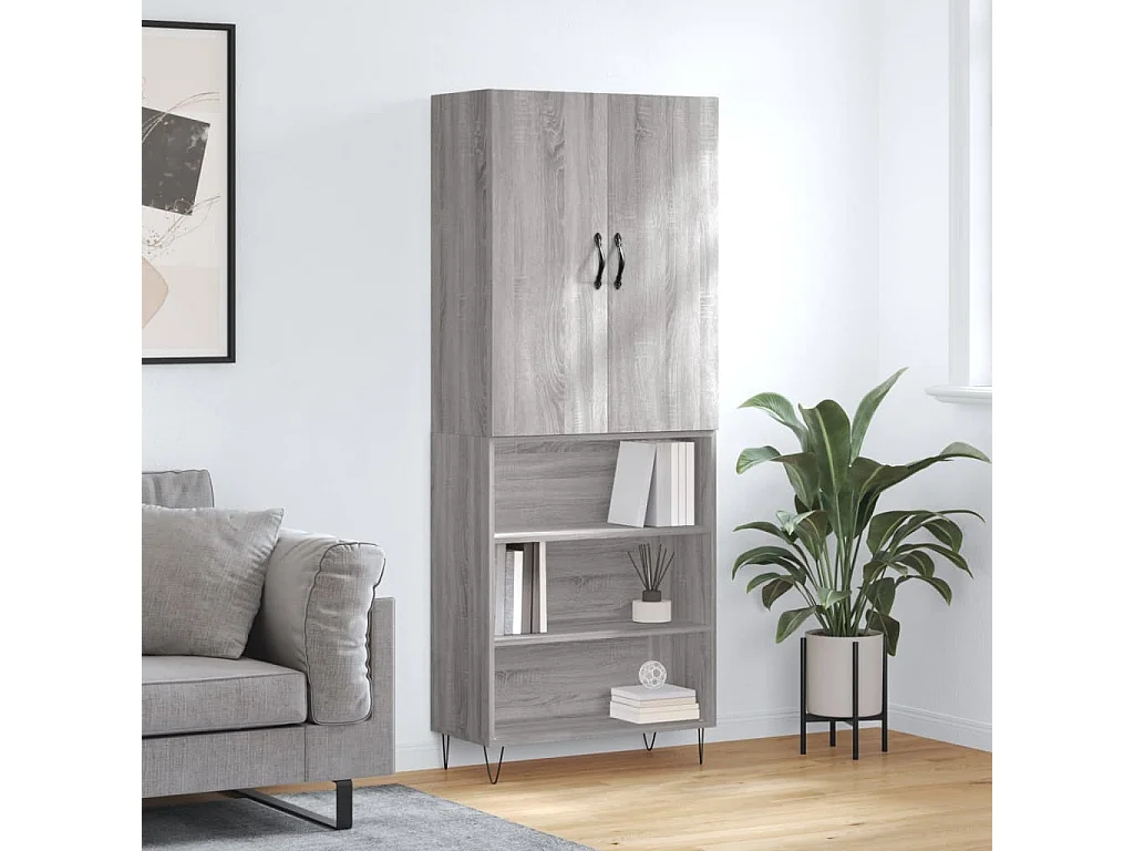 Armário alto 69,5x34x180 cm derivados de madeira sonoma cinza