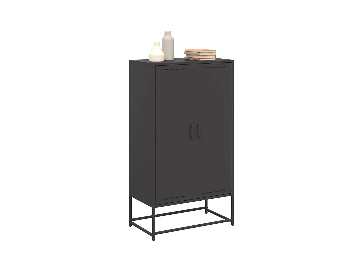 Buffet haut noir 68,5x38,5x123,5 cm acier