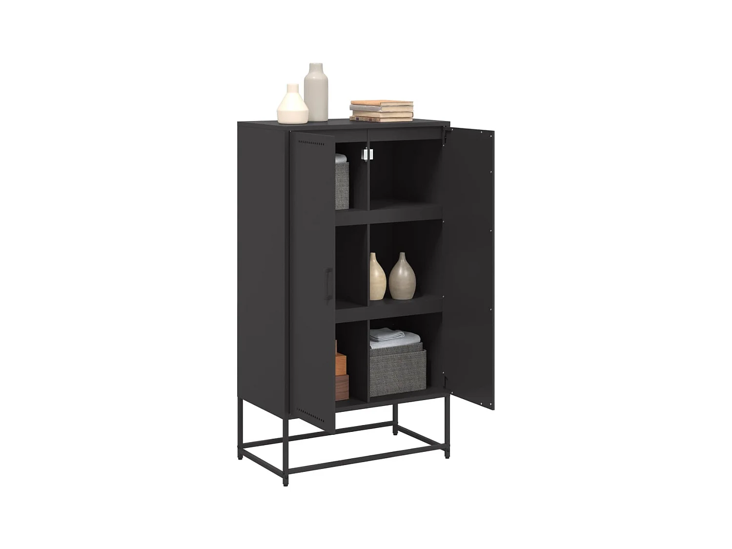 Buffet haut noir 68,5x38,5x123,5 cm acier