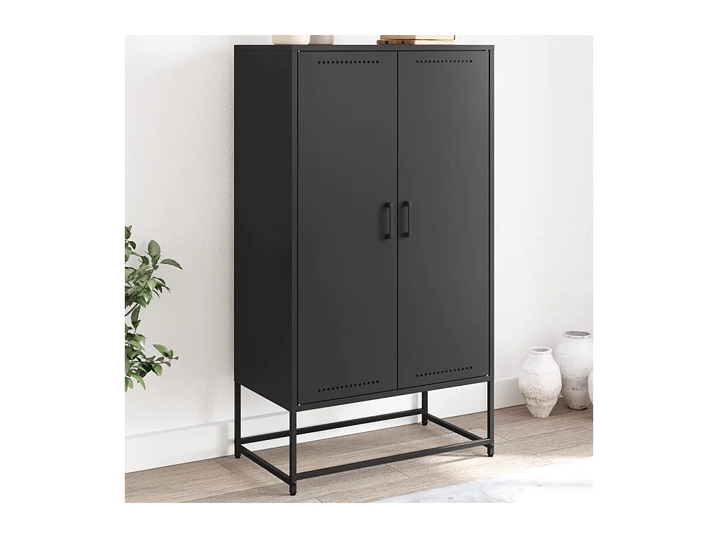 Buffet haut noir 68,5x38,5x123,5 cm acier