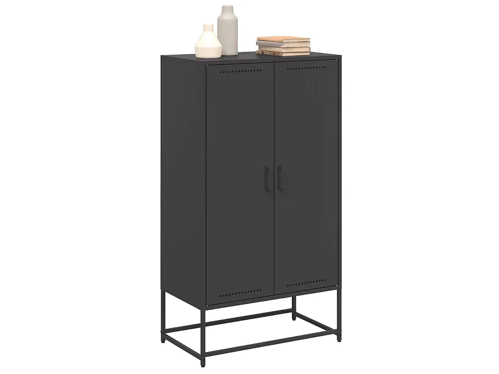 Buffet haut noir 68,5x38,5x123,5 cm acier