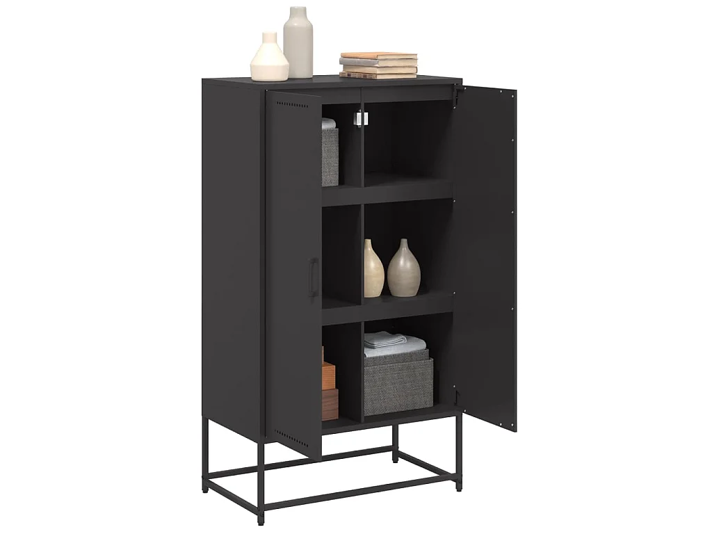 Buffet haut noir 68,5x38,5x123,5 cm acier