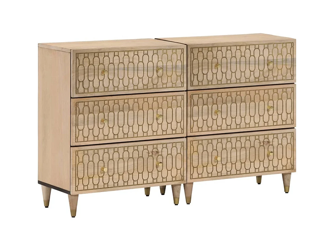 Beistellschränke 2 Stk. 60x33x75 cm Massivholz Mango