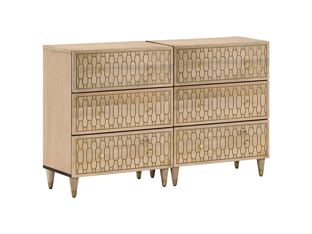 Aparador 2 piezas madera maciza de mango 60x33x75 cm