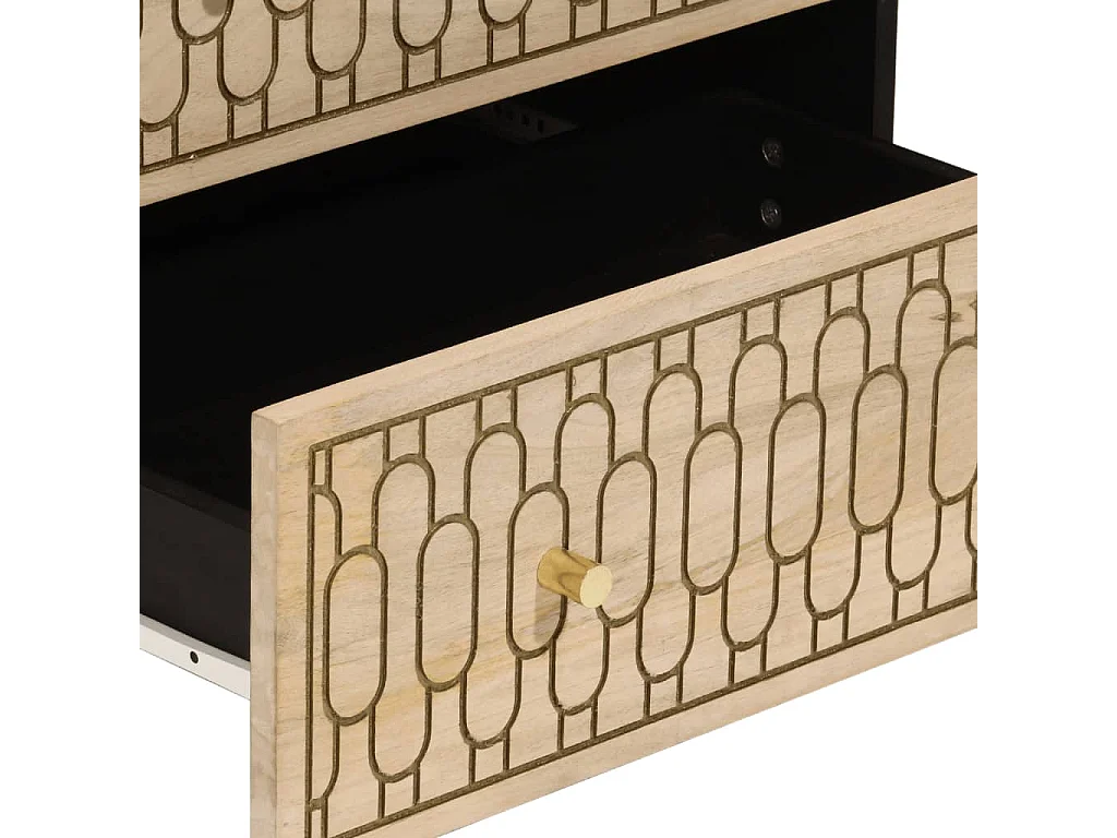 Aparador 2 piezas madera maciza de mango 60x33x75 cm