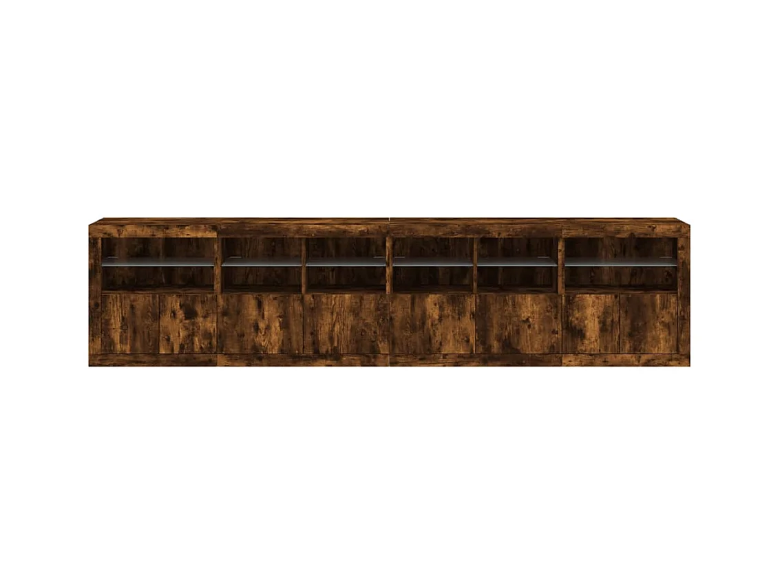 Sideboard mit LED-Leuchten Räuchereiche 283x37x67 cm