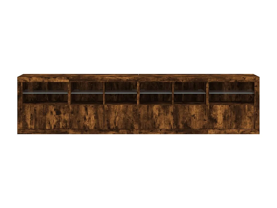 Dressoir met LED-verlichting 283,5x37x67 cm gerookt eikenkleur