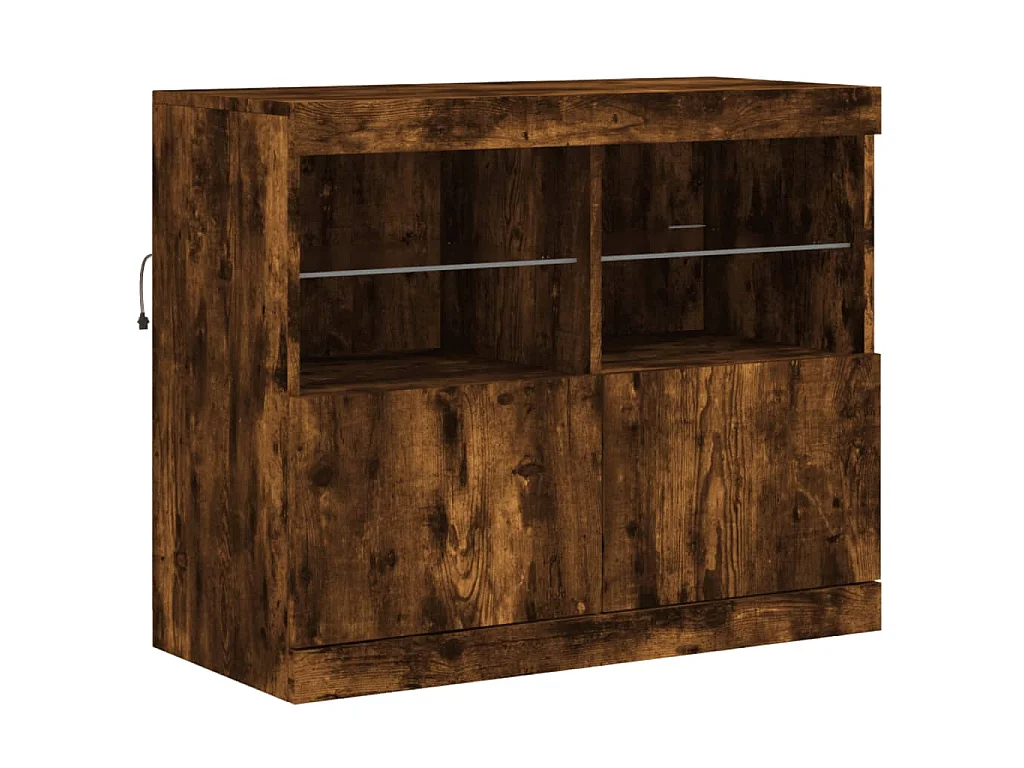 Aparador com luzes LED 283x37x67 cm carvalho fumado