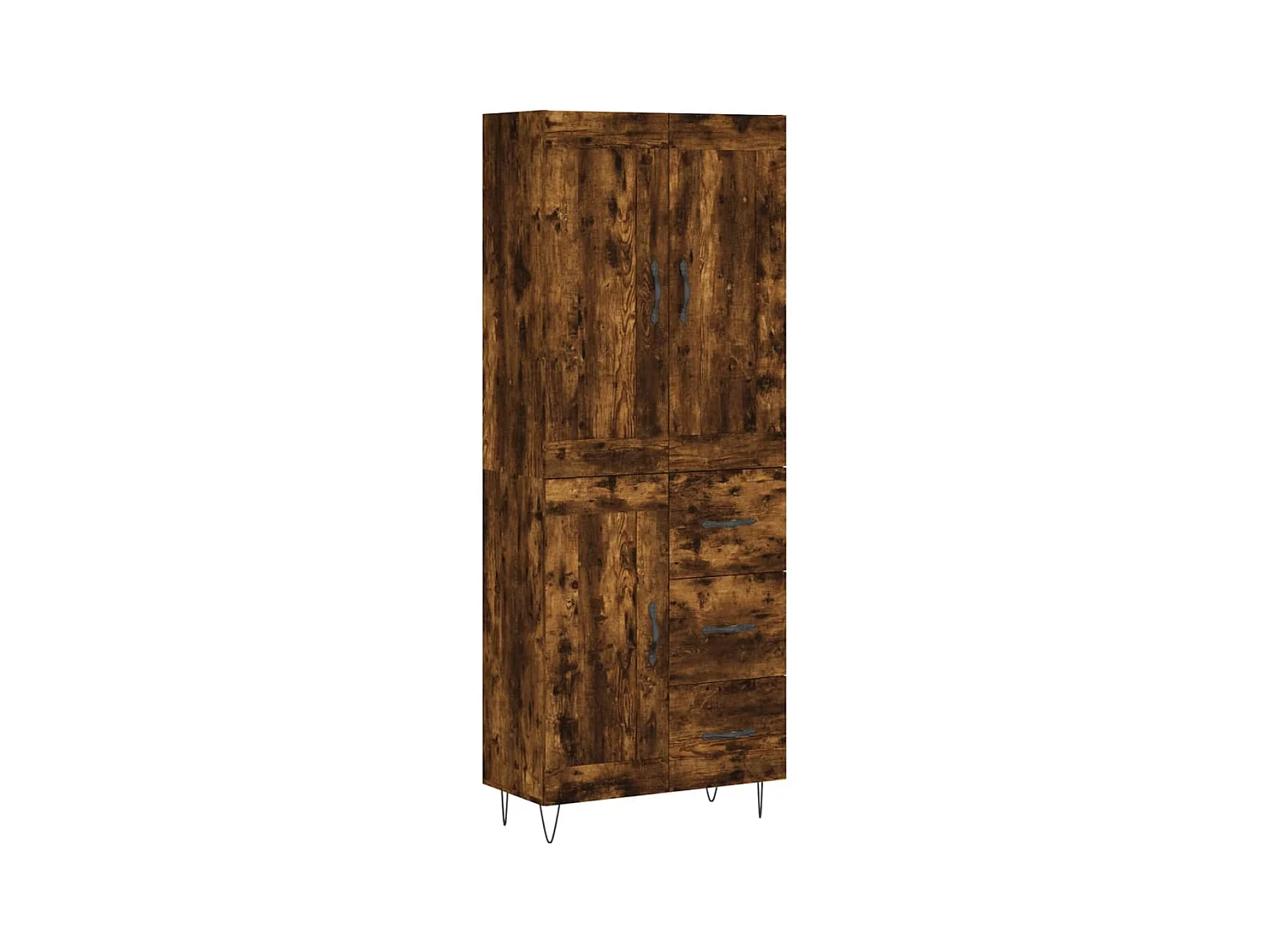 Hoge kast 69,5x34x180 cm bewerkt hout gerookt eikenkleurig