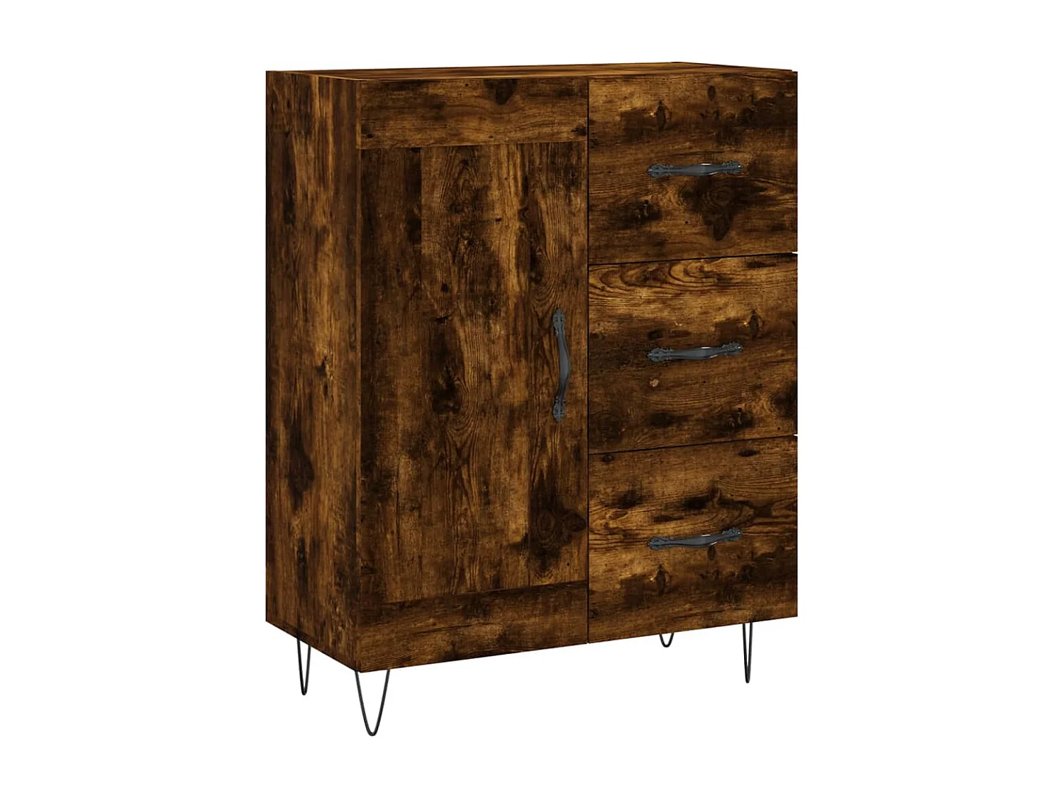 Hoge kast 69,5x34x180 cm bewerkt hout gerookt eikenkleurig