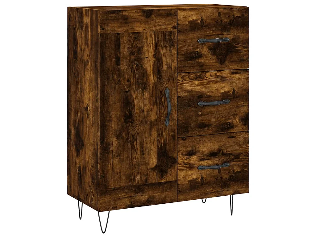 Hoge kast 69,5x34x180 cm bewerkt hout gerookt eikenkleurig