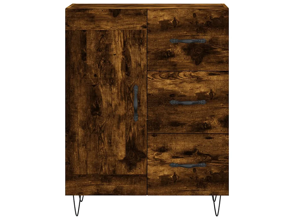 Hoge kast 69,5x34x180 cm bewerkt hout gerookt eikenkleurig