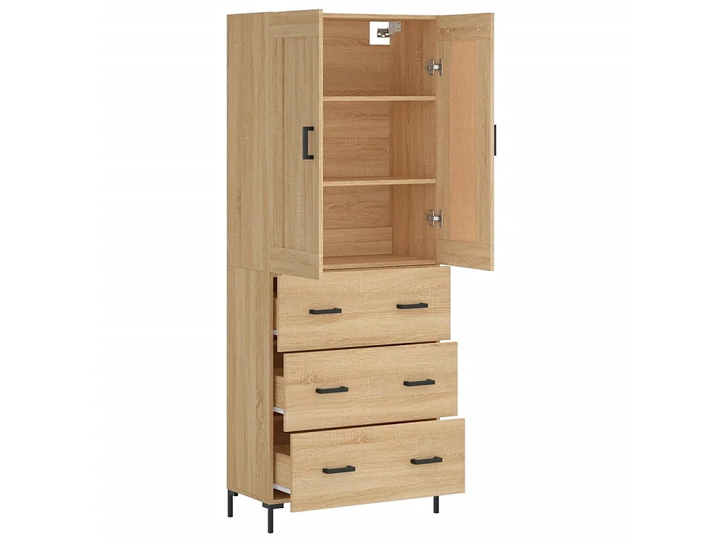 Hoge kast 69,5x34x180 cm bewerkt hout sonoma eikenkleurig